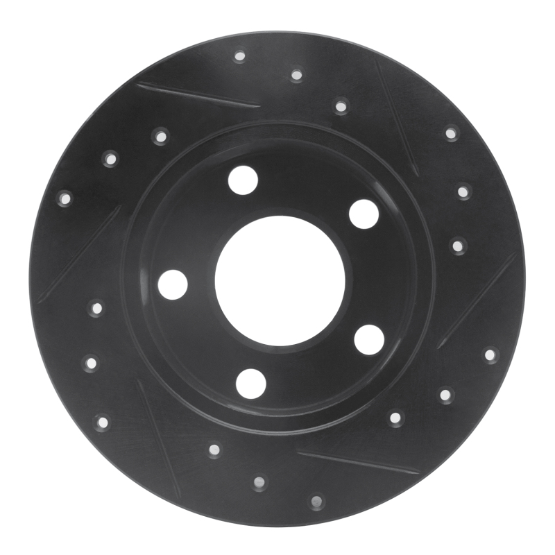 Picture of R1 98-01 Audi A6 Quattro Rear Left Drilled & Slotted Black Brake Rotor