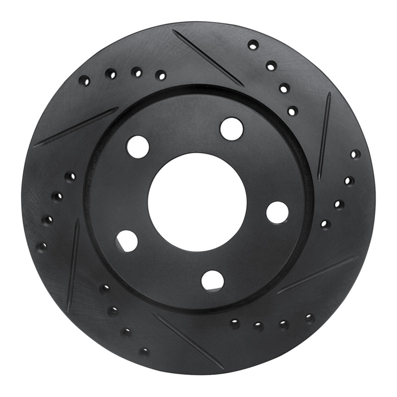 Picture of R1 00-02 Audi S4 Rear Right Drilled & Slotted Black Brake Rotor