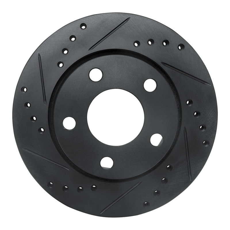 Picture of R1 00-02 Audi S4 Rear Left Drilled & Slotted Black Brake Rotor