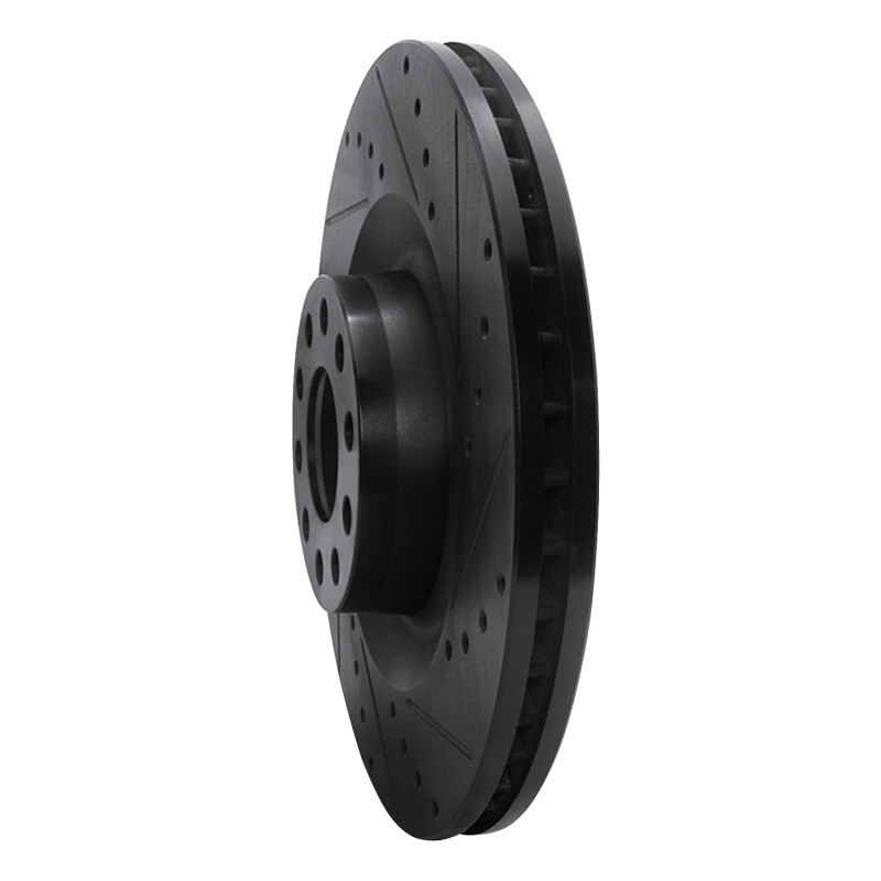 Picture of R1 01-03 Audi S8 Front Right Drilled & Slotted Black Brake Rotor