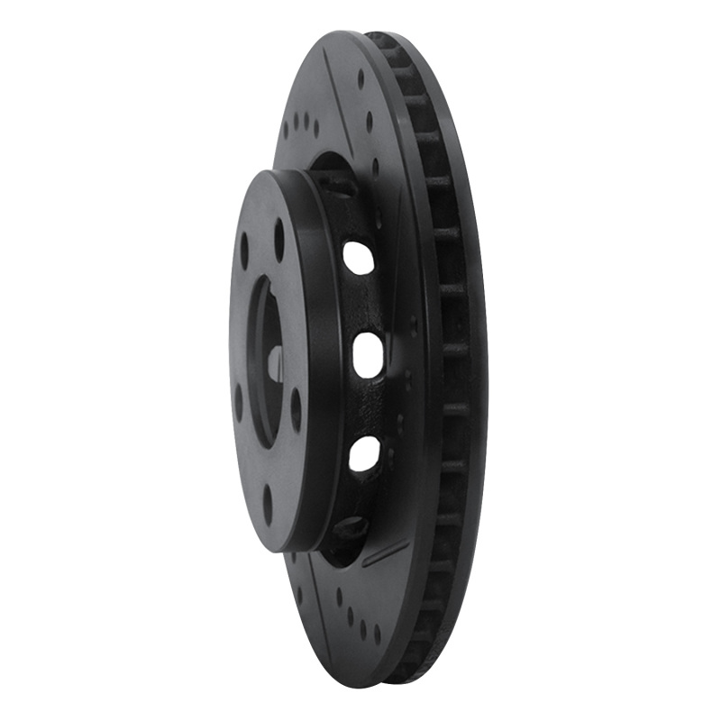 Picture of R1 00-02 Audi S4 Rear Right Drilled & Slotted Black Brake Rotor