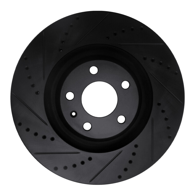 Picture of R1 05-11 Audi A6 Quattro Front Left Drilled & Slotted Black Brake Rotor