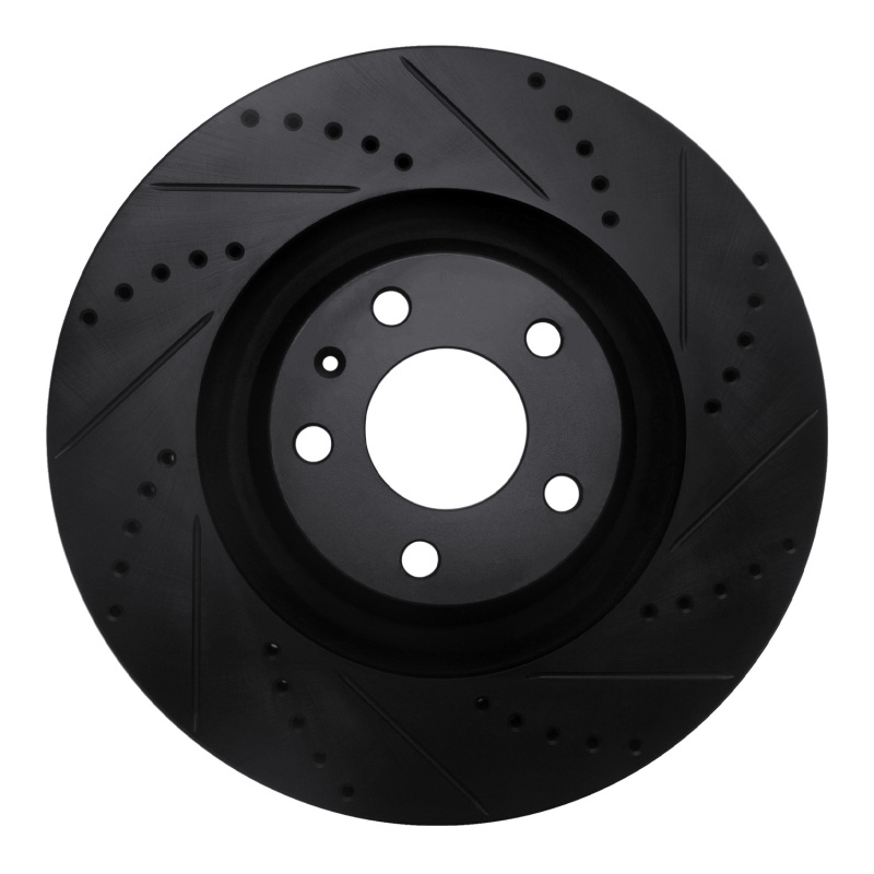 Picture of R1 05-11 Audi A6 Quattro Front Right Drilled & Slotted Black Brake Rotor