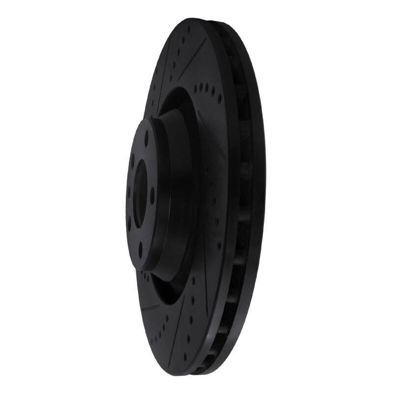Picture of R1 05-11 Audi A6 Quattro Front Left Drilled & Slotted Black Brake Rotor