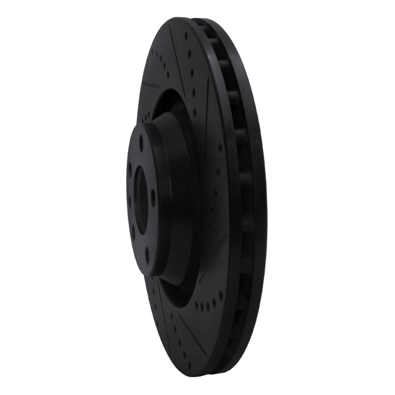 Picture of R1 05-11 Audi A6 Quattro Front Right Drilled & Slotted Black Brake Rotor