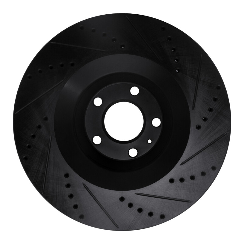 Picture of R1 05-11 Audi A6 Quattro Front Left Drilled & Slotted Black Brake Rotor