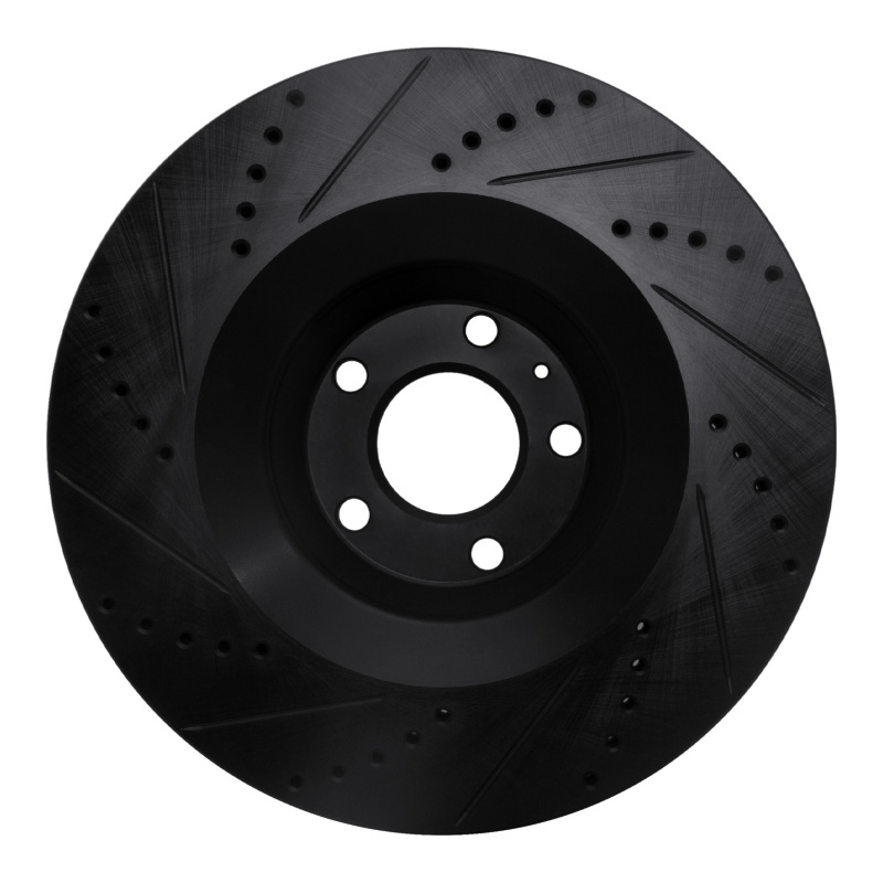 Picture of R1 05-11 Audi A6 Quattro Front Right Drilled & Slotted Black Brake Rotor