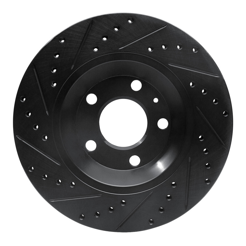 Picture of R1 04-09 Audi S4 Rear Right Drilled & Slotted Black Brake Rotor