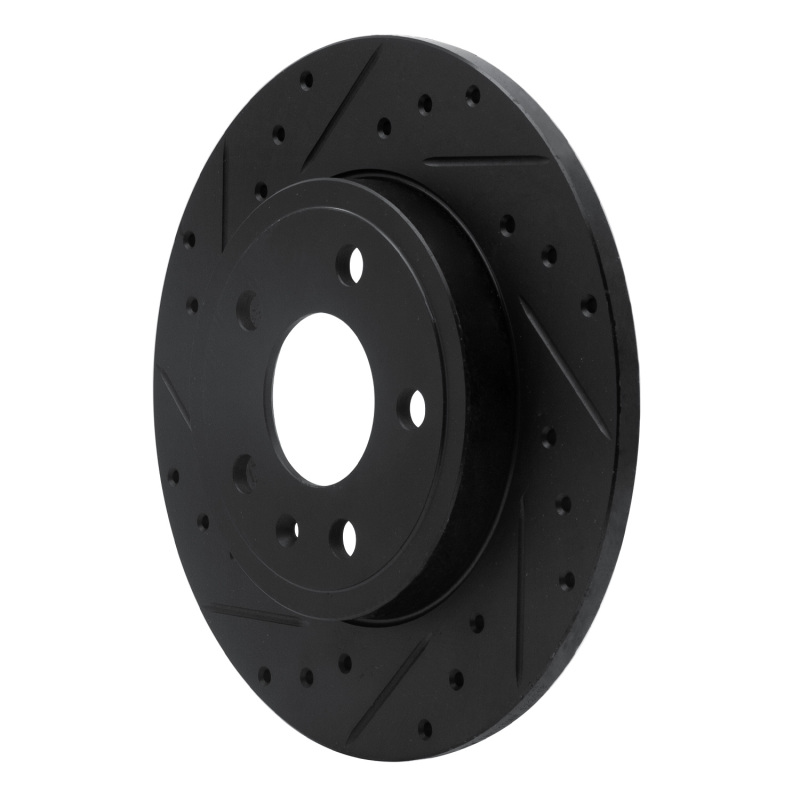 Picture of R1 00-09 Audi A4 Quattro Rear Left Drilled & Slotted Black Brake Rotor