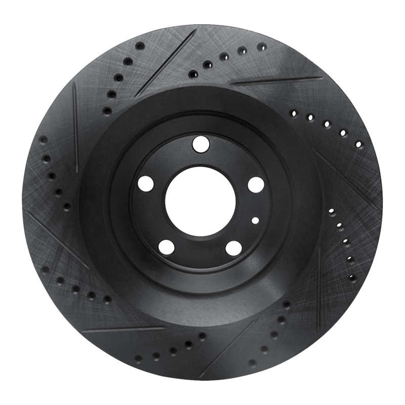 Picture of R1 05-11 Audi A6 Quattro Rear Right Drilled & Slotted Black Brake Rotor