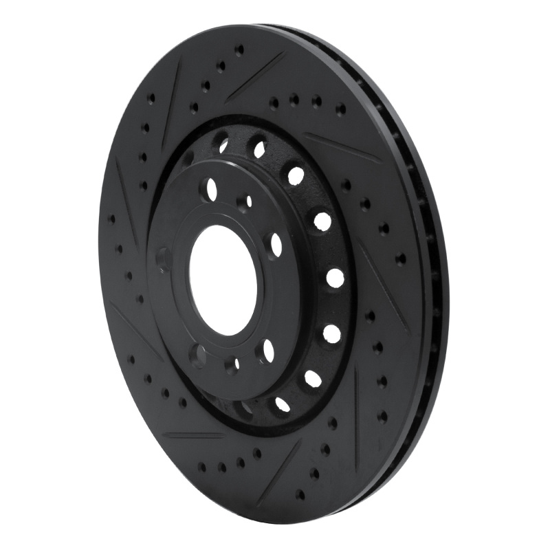 Picture of R1 04-10 Audi A8 Rear Left Drilled & Slotted Black Brake Rotor