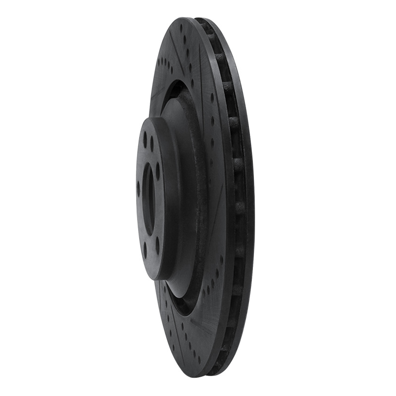 Picture of R1 05-11 Audi A6 Quattro Rear Right Drilled & Slotted Black Brake Rotor