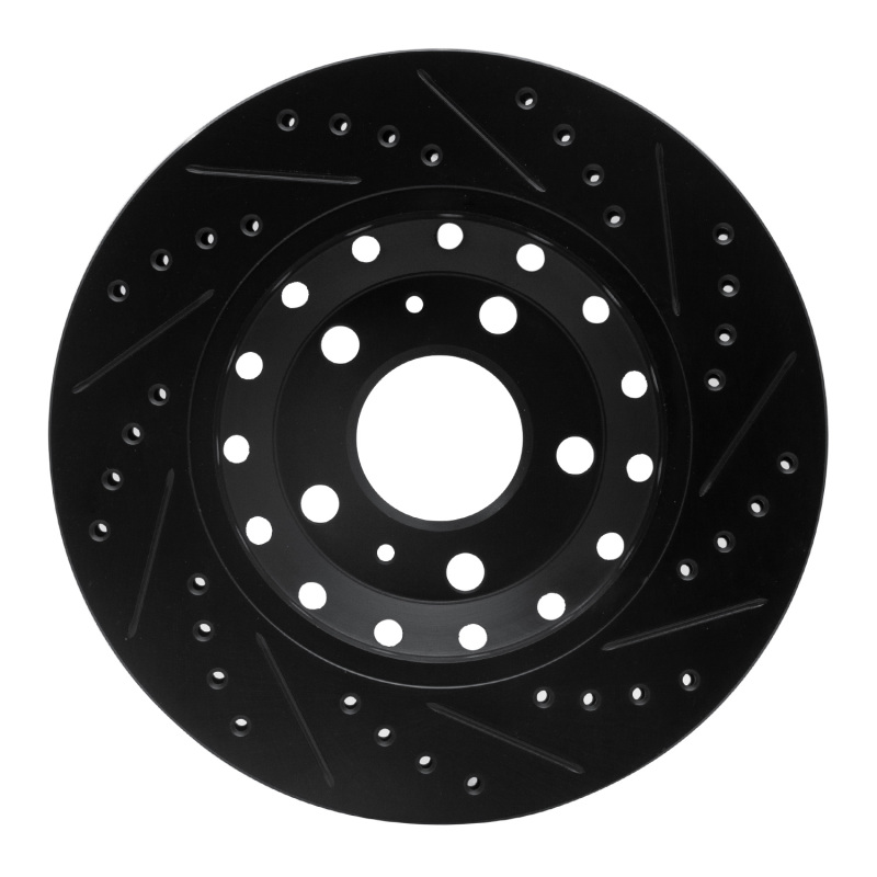 Picture of R1 04-10 Audi A8 Rear Left Drilled & Slotted Black Brake Rotor