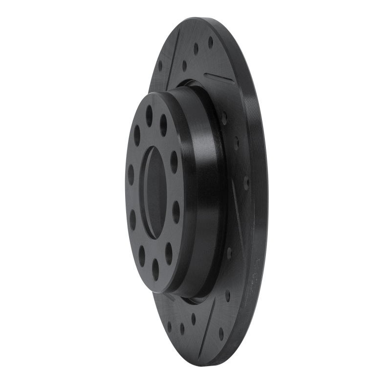 Picture of R1 00-08 Audi A4 (USA/Canada) Rear Left Drilled & Slotted Black Brake Rotor