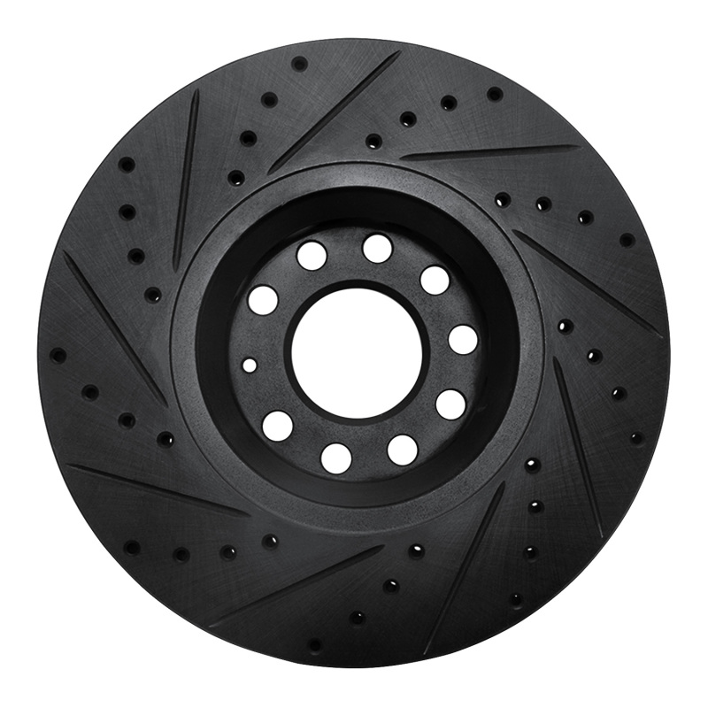 Picture of R1 97-06 Audi A4 Quattro Front Right Drilled & Slotted Black Brake Rotor