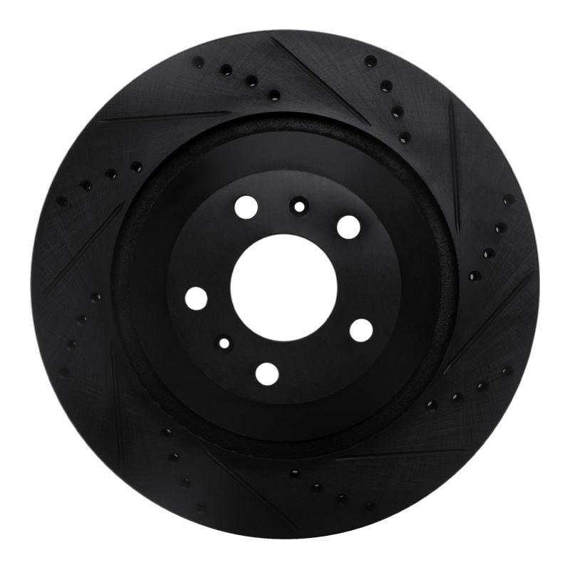 Picture of R1 04-18 Audi A8 Rear Right Drilled & Slotted Black Brake Rotor