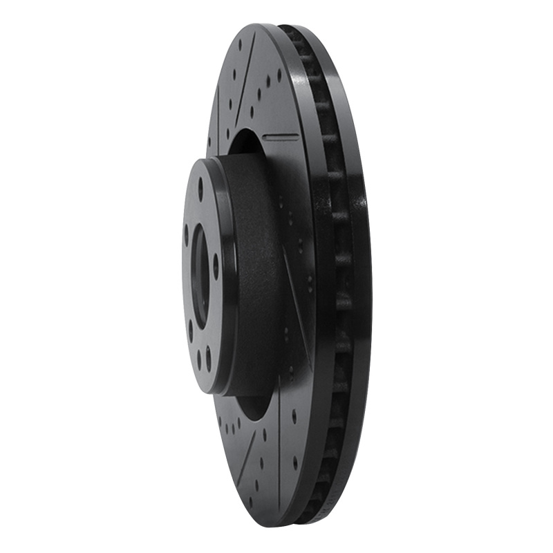 Picture of R1 05-11 Audi A6 Quattro Front Left Drilled & Slotted Black Brake Rotor