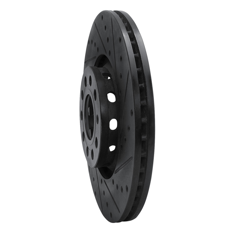 Picture of R1 97-06 Audi A4 Quattro Front Right Drilled & Slotted Black Brake Rotor
