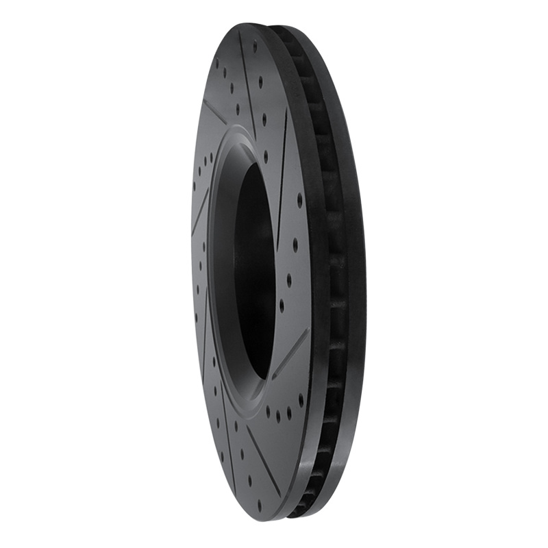 Picture of R1 05-11 Audi A6 Quattro Front Left Drilled & Slotted Black Brake Rotor