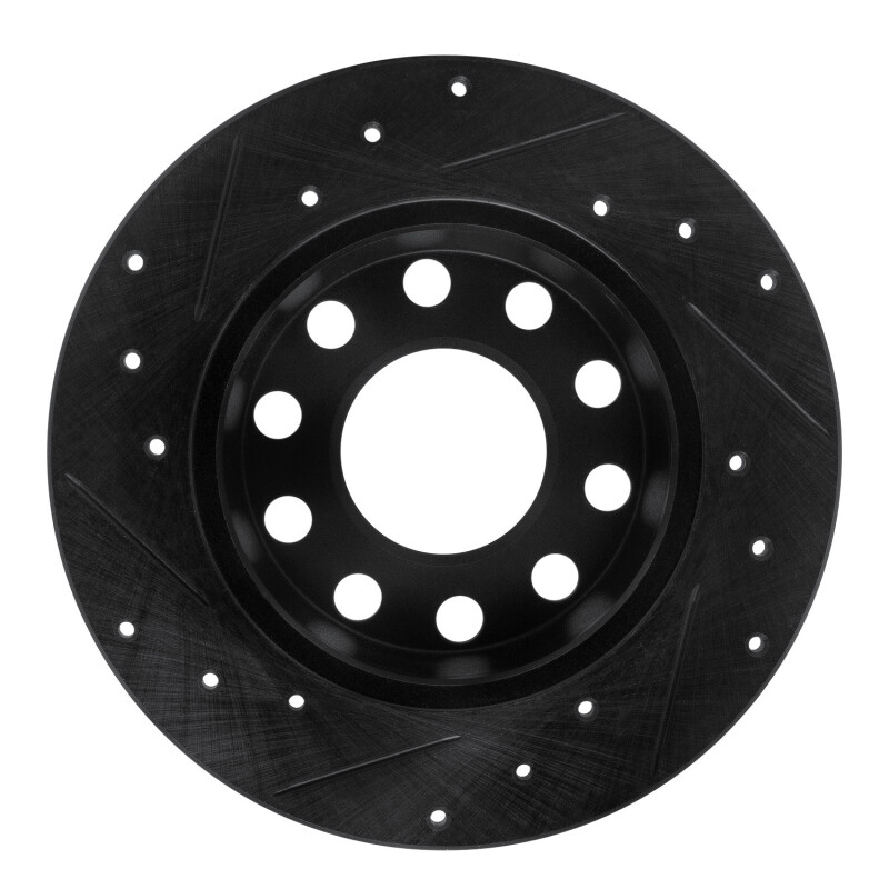 Picture of R1 00-08 Audi A4 (USA/Canada) Rear Right Drilled & Slotted Black Brake Rotor