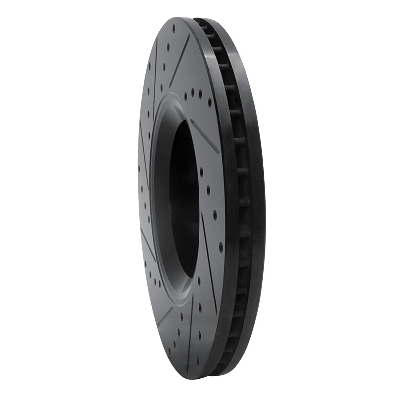 Picture of R1 05-11 Audi A6 (USA/Canada) Front Right Drilled & Slotted Black Brake Rotor