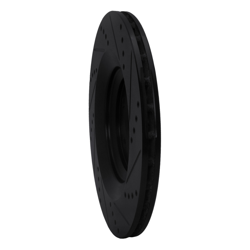 Picture of R1 07-11 Audi S6 Rear Left Drilled & Slotted Black Brake Rotor