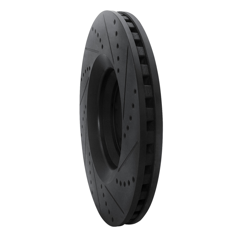 Picture of R1 08-11 Audi TT Quattro Front Left Drilled & Slotted Black Brake Rotor