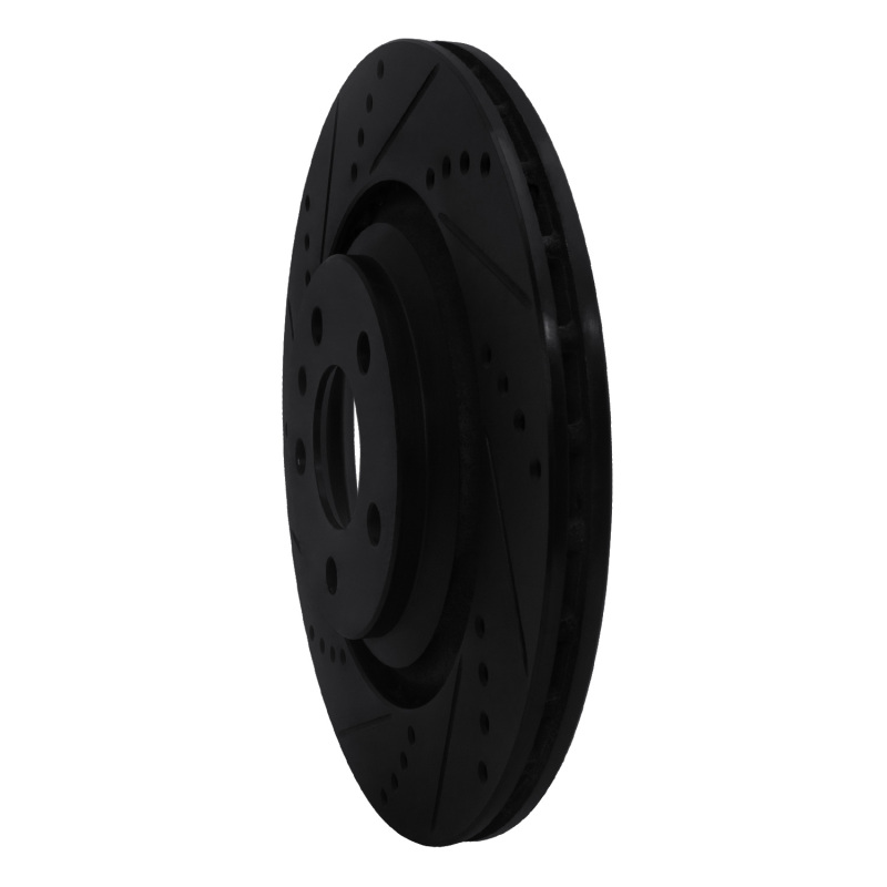 Picture of R1 07-11 Audi S6 Rear Left Drilled & Slotted Black Brake Rotor