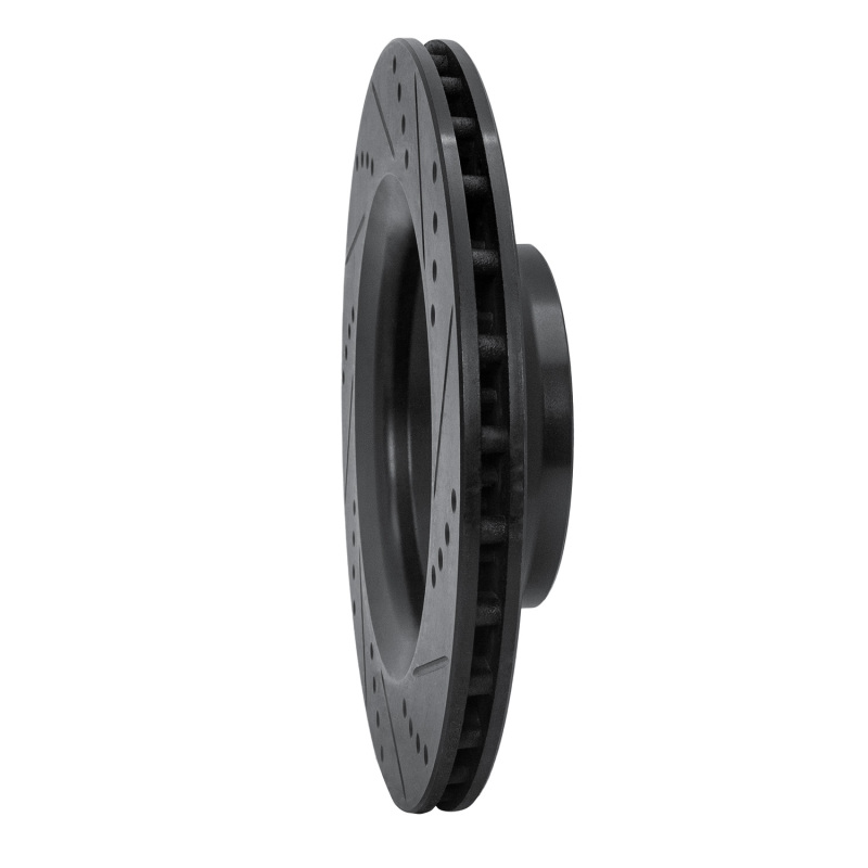 Picture of R1 08-15 Audi TTS Quattro Rear Left Drilled & Slotted Black Brake Rotor