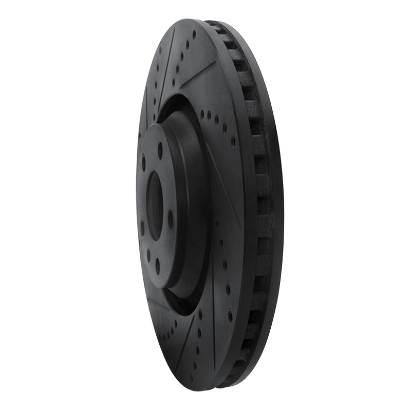 Picture of R1 08-11 Audi TT Quattro Front Left Drilled & Slotted Black Brake Rotor