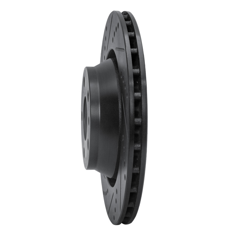 Picture of R1 08-15 Audi TTS Quattro Rear Left Drilled & Slotted Black Brake Rotor