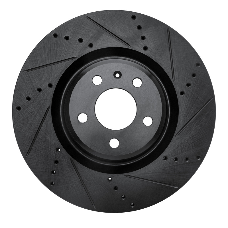 Picture of R1 12-20 Audi A7 Quattro Front Right Drilled & Slotted Black Brake Rotor
