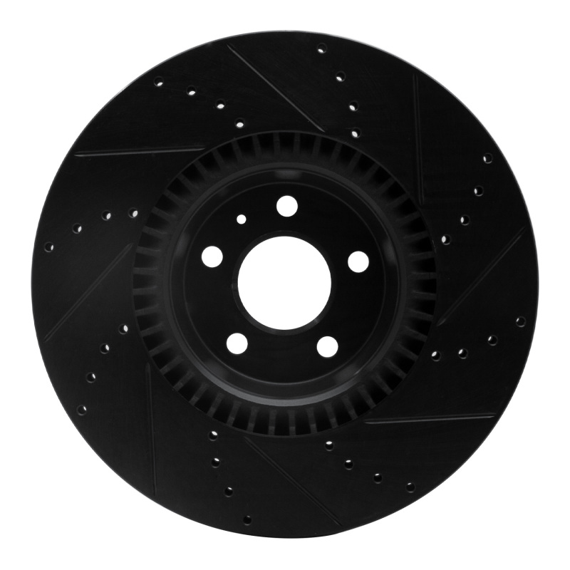 Picture of R1 12-18 Audi A7 Quattro Front Left Drilled & Slotted Black Brake Rotor