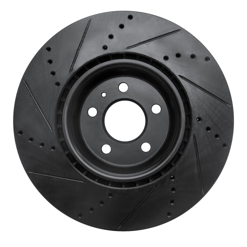Picture of R1 12-20 Audi A7 Quattro Front Right Drilled & Slotted Black Brake Rotor
