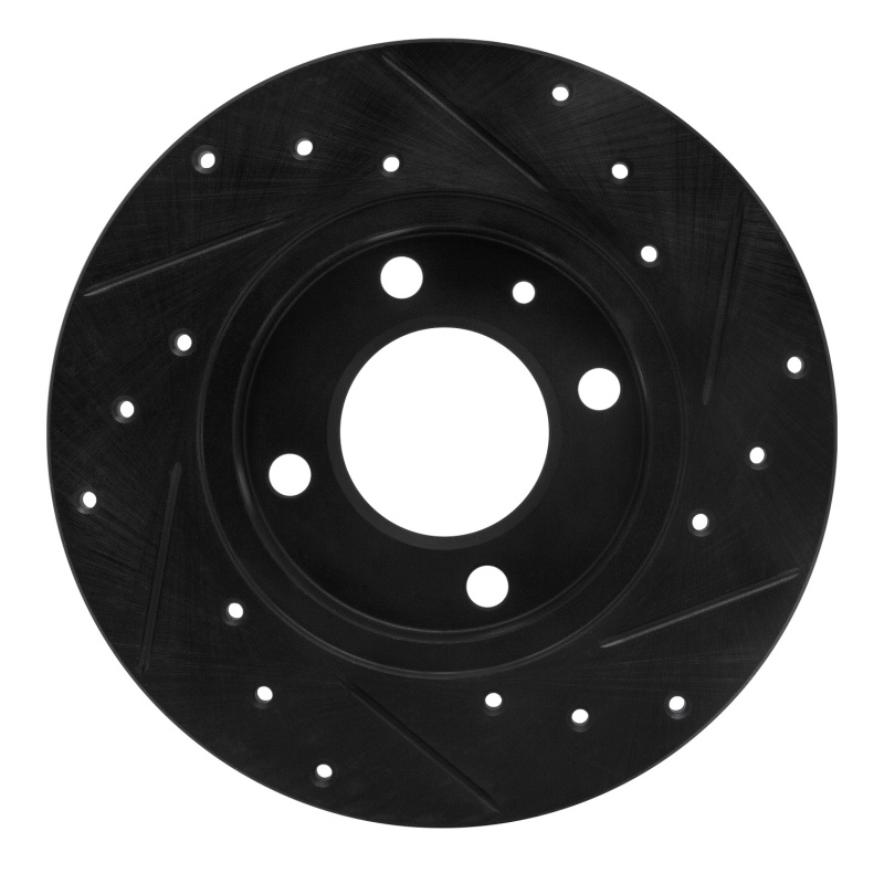 Picture of R1 73-05 Audi Fox Front Left Drilled & Slotted Black Brake Rotor