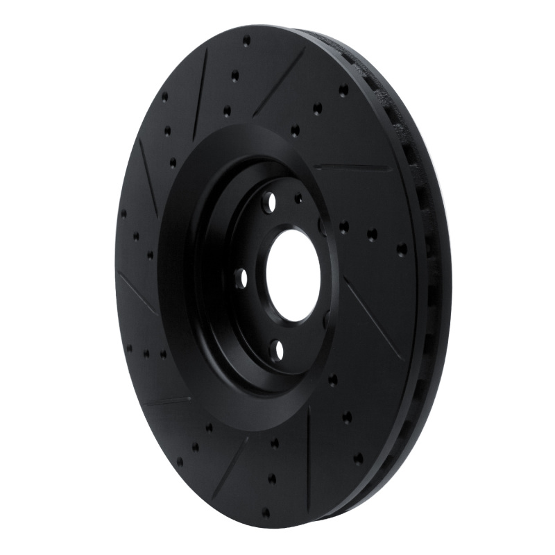 Picture of R1 12-15 Audi TTS Quattro Front Right Drilled & Slotted Black Brake Rotor