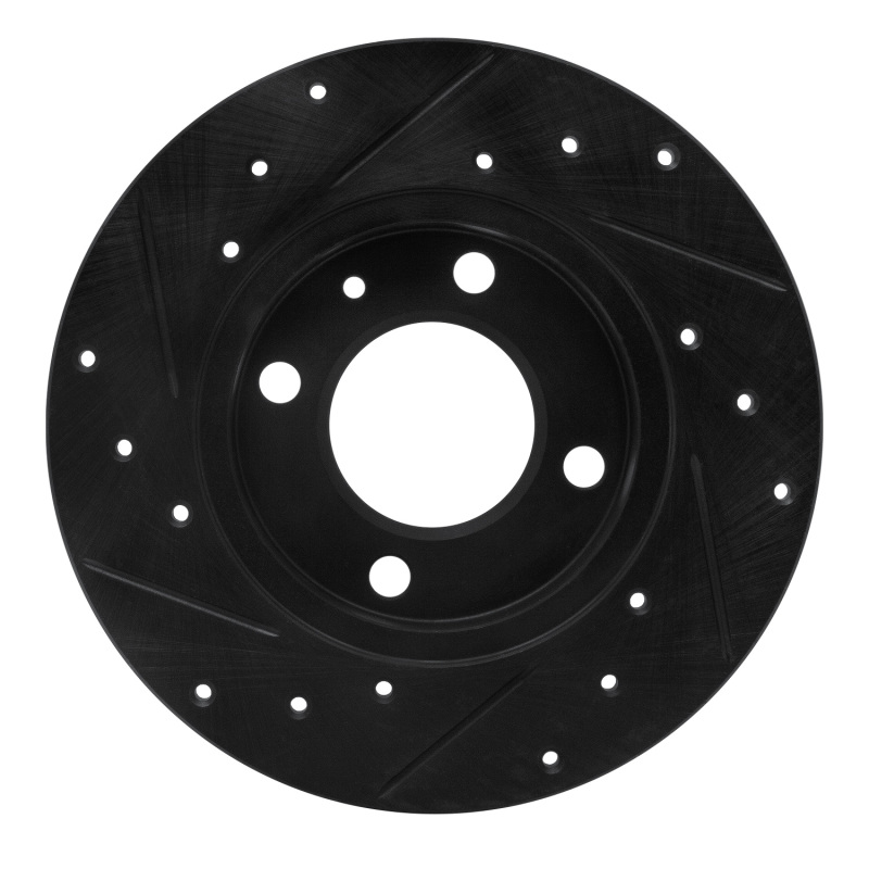 Picture of R1 73-05 Audi Fox Front Right Drilled & Slotted Black Brake Rotor