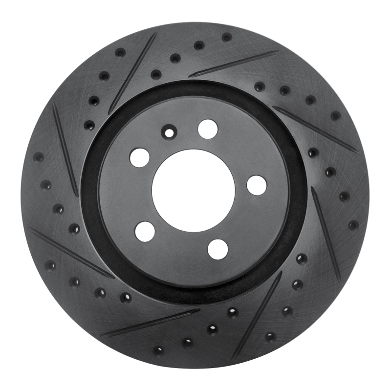 Picture of R1 92-95 Volkswagen Jetta Sedan Front Left Drilled & Slotted Black Brake Rotor