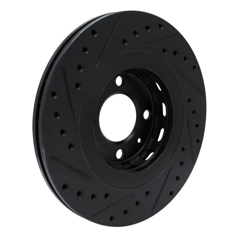 Picture of R1 90-93 Volkswagen CORRADO Front Right Drilled & Slotted Black Brake Rotor