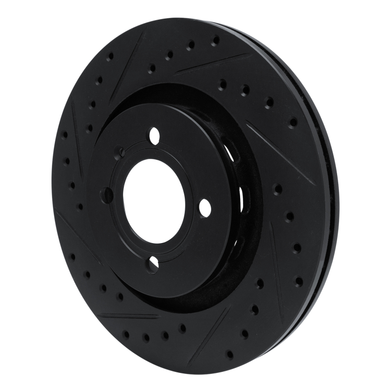 Picture of R1 90-93 Volkswagen CORRADO Front Left Drilled & Slotted Black Brake Rotor