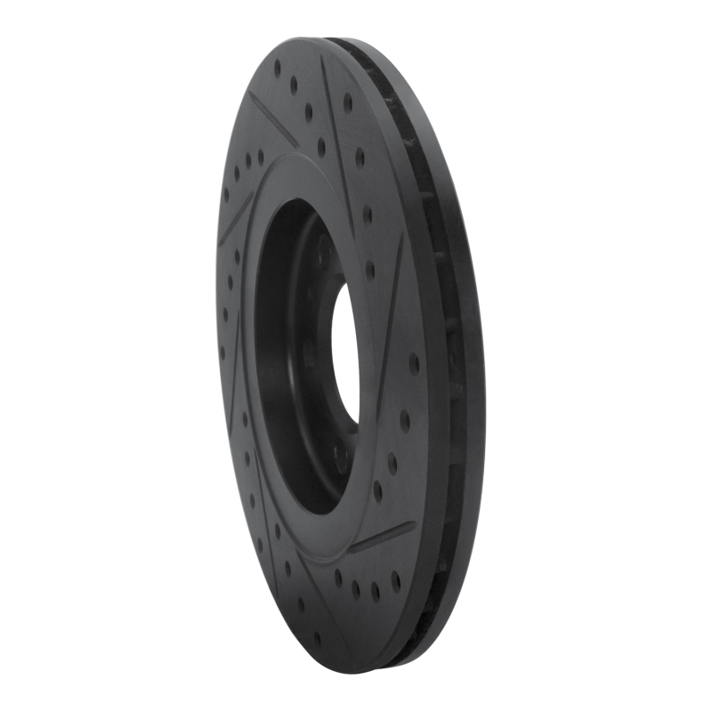 Picture of R1 92-95 Volkswagen Jetta Sedan Front Left Drilled & Slotted Black Brake Rotor