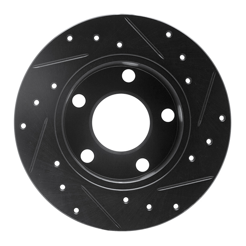 Picture of R1 92-05 Audi A6 Quattro Rear Left Drilled & Slotted Black Brake Rotor