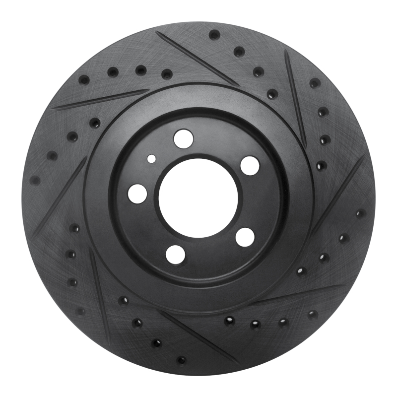 Picture of R1 92-95 Volkswagen Jetta Sedan Front Left Drilled & Slotted Black Brake Rotor