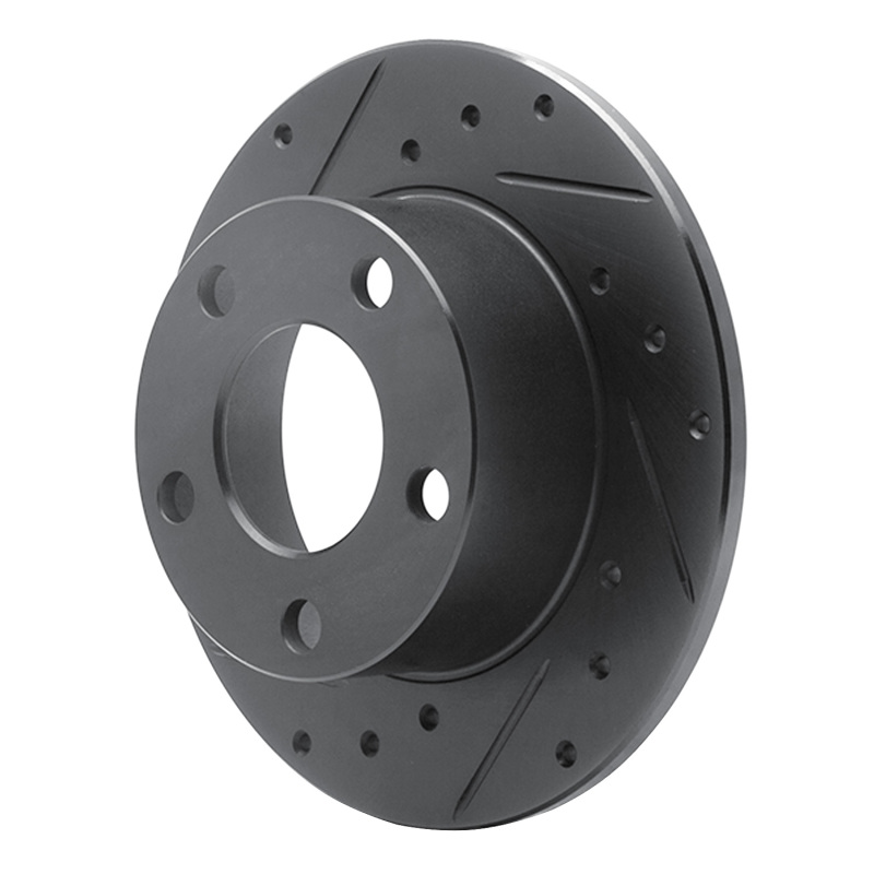 Picture of R1 92-05 Audi A6 Quattro Rear Left Drilled & Slotted Black Brake Rotor