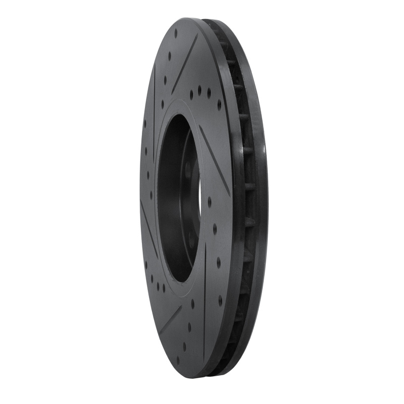 Picture of R1 96-98 Volkswagen Jetta Sedan Front Right Drilled & Slotted Black Brake Rotor