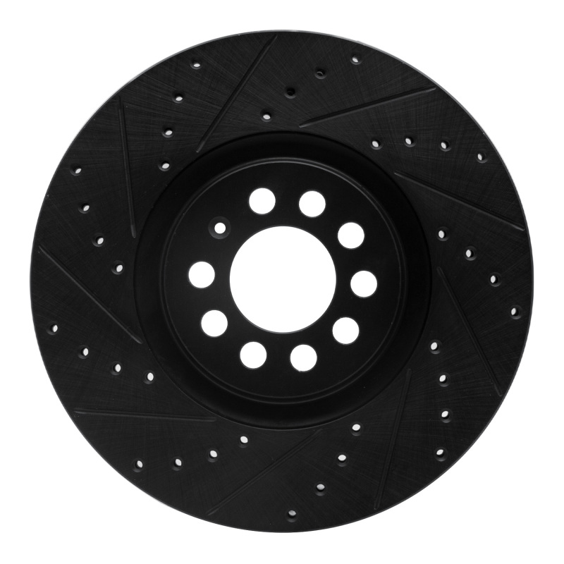 Picture of R1 00-06 Audi TT Quattro Front Left Drilled & Slotted Black Brake Rotor