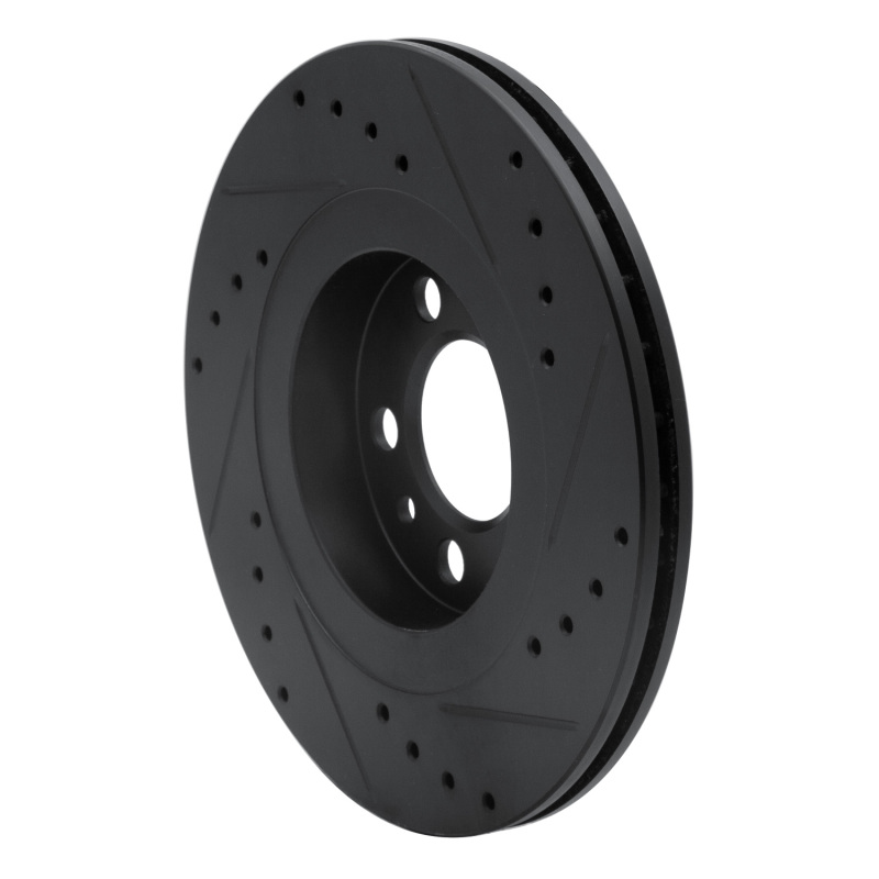 Picture of R1 98-15 Volkswagen Beetle Front Left Drilled & Slotted Black Brake Rotor