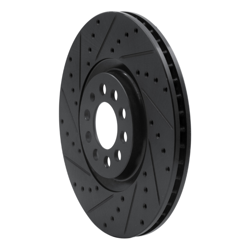 Picture of R1 00-06 Audi TT Quattro Front Left Drilled & Slotted Black Brake Rotor