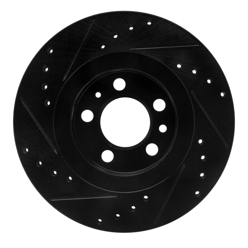 Picture of R1 98-15 Volkswagen Beetle Front Right Drilled & Slotted Black Brake Rotor