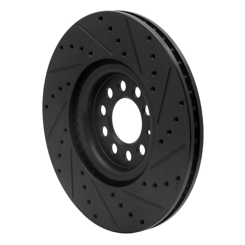 Picture of R1 00-06 Audi TT Quattro Front Left Drilled & Slotted Black Brake Rotor